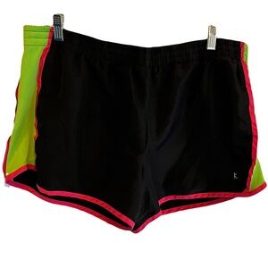Danskin Now Black and Neon Green and Pink Athletic Shorts Size XL (16-18)